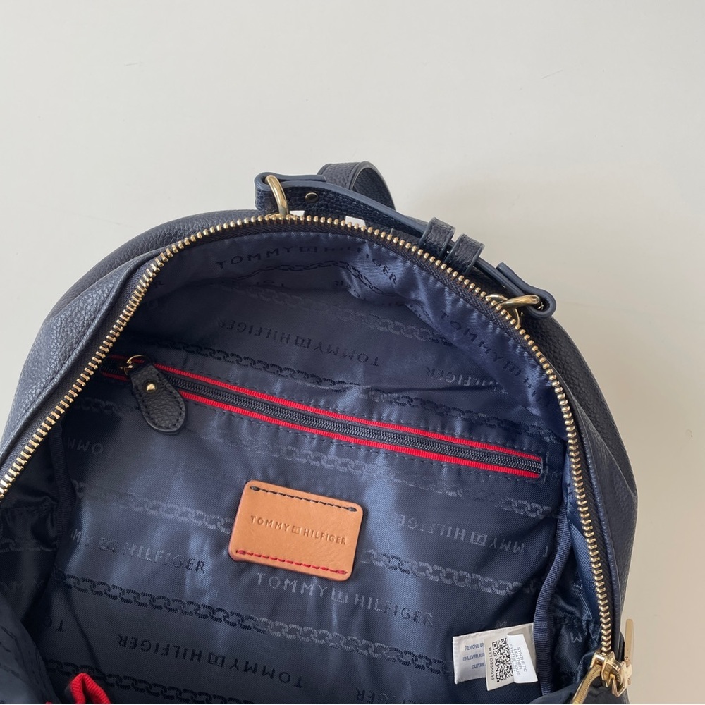 Tommy Hilfiger Navy Leather Mini Backpack with Gold Hardware - Picture 13 of 14